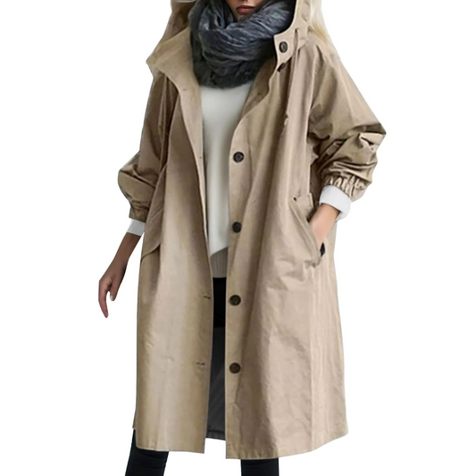 Wasserdichter Trenchcoat mit Kapuze für Damen