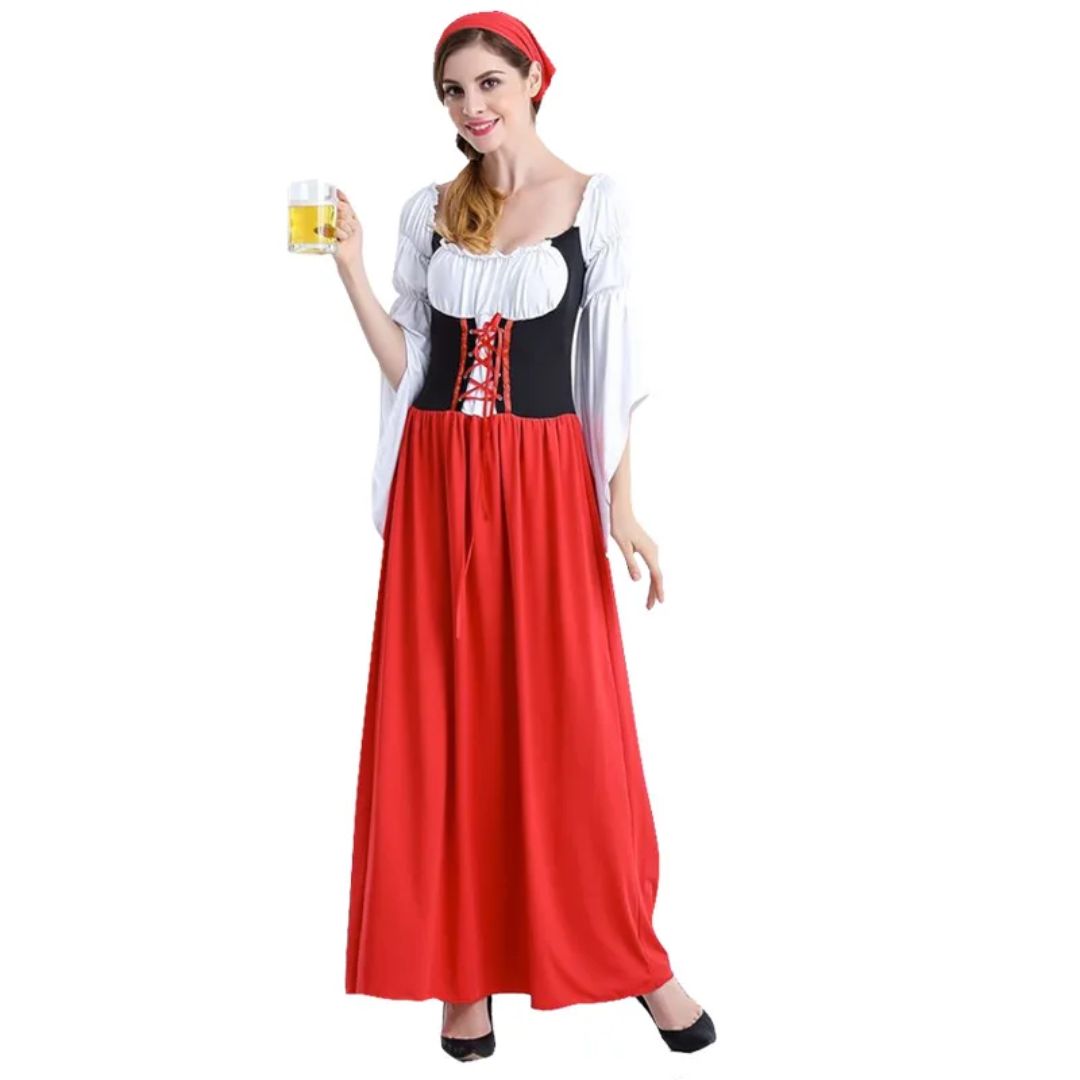 Traditionelles Dirndl in leuchtendem Rot für das Oktoberfest