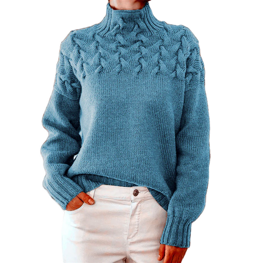 Damen Rollkragenpullover mit Zopfmuster