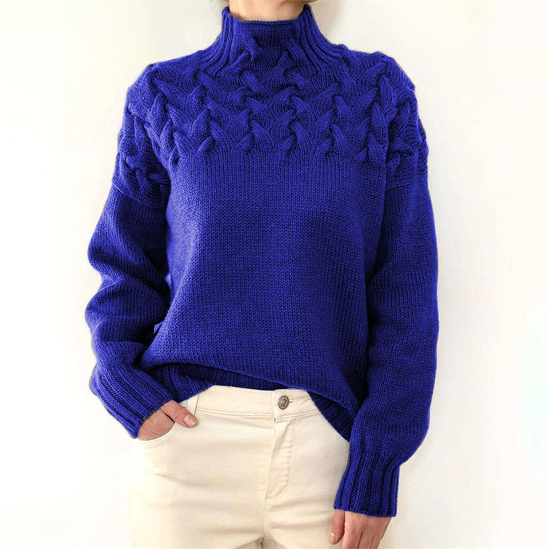 Damen Rollkragenpullover mit Zopfmuster