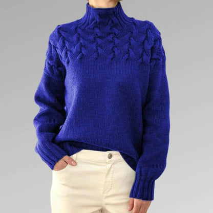 Damen Rollkragenpullover mit Zopfmuster