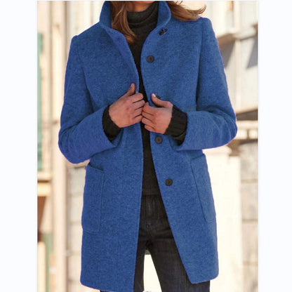 Klassischer Damen-Wollmantel mit Retro-Knopfverschluss