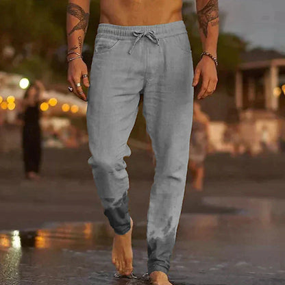 Herrenhose aus Baumwollmischung mit Kordelzug und elastischem Bund – locker geschnittene Strandhose