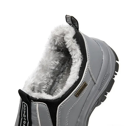 Men's Orthopedic Slip-On Winter Walking Shoes - Fleece-Lined, Waterproof & Anti-Slip Rubber Sole