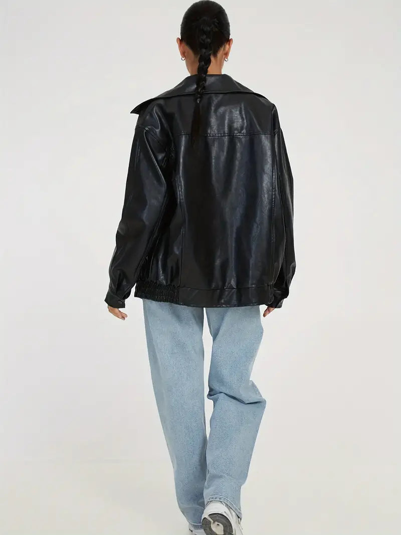 Lederjacke mit Reißverschluss