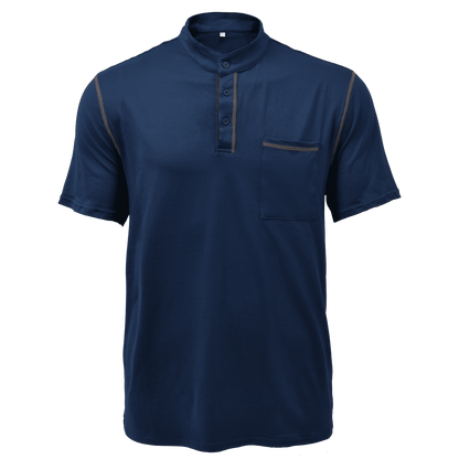Herren Baumwollshirt mit Henleykragen und Farbakzenten