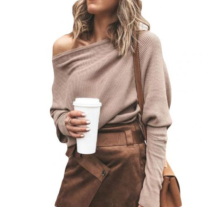 Damen Pullover One-Shoulder Langarm