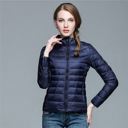 Leichte Damen-Daunenjacke mit Stehkragen für Frühling und Übergangszeit