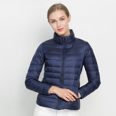 Leichte Damen-Daunenjacke mit Stehkragen für Frühling und Übergangszeit