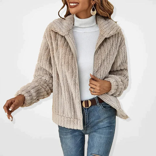Kuschelige Damen Fleece Weste mit Reißverschluss und Stehkragen