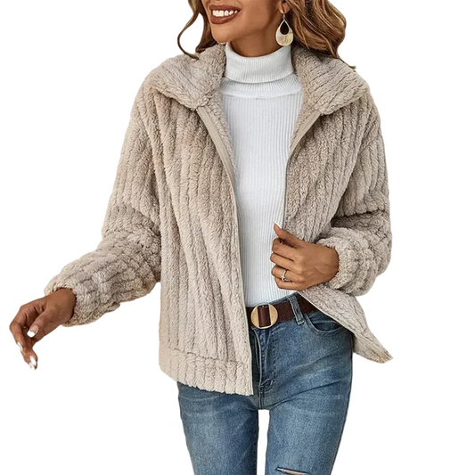 Kuschelige Damen Fleece Weste mit Reißverschluss und Stehkragen