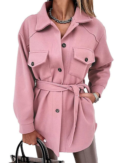 Damen Oversize Hemdjacke aus Fleece mit Brusttaschen