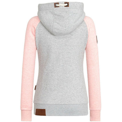 Damen-Kapuzenjacke mit Reißverschluss und Kontrastelementen