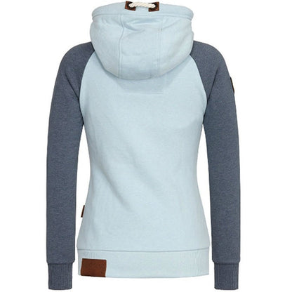 Damen-Kapuzenjacke mit Reißverschluss und Kontrastelementen