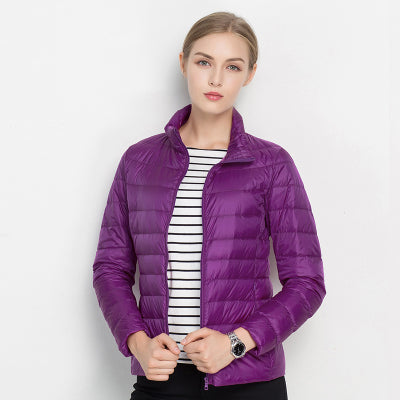 Leichte Damen-Daunenjacke mit Stehkragen für Frühling und Übergangszeit