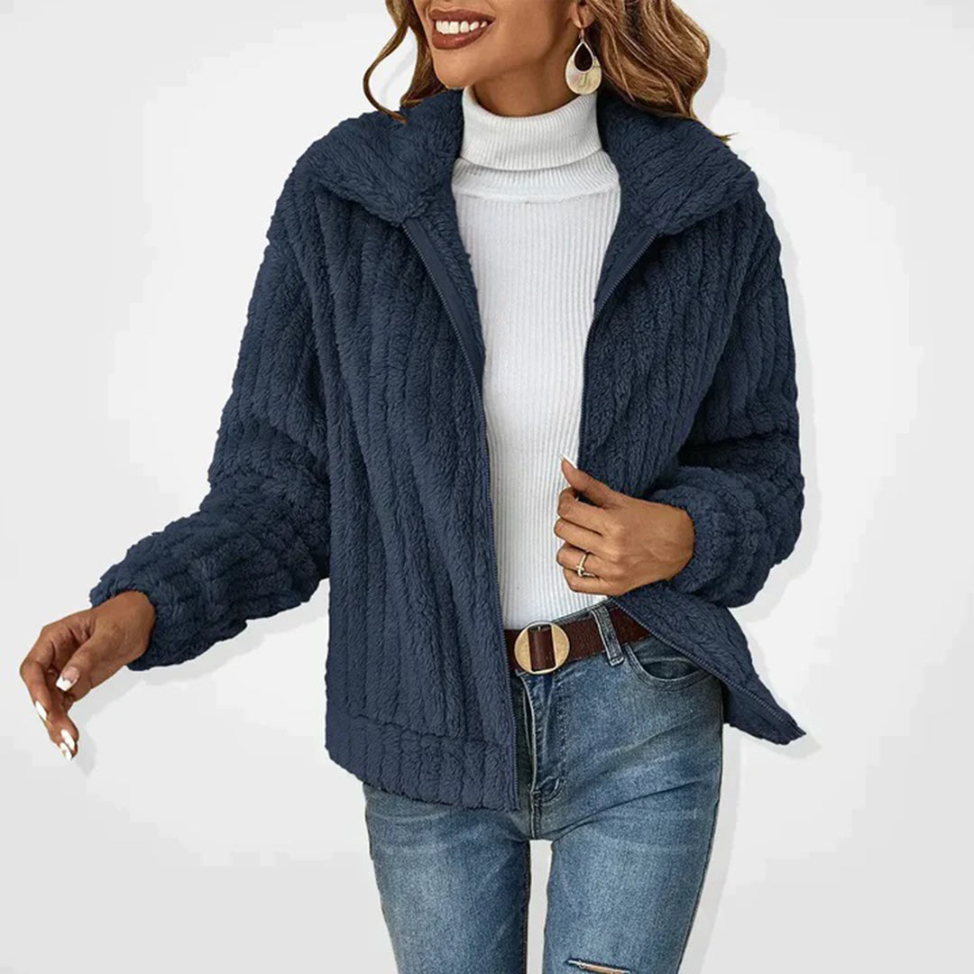 Kuschelige Damen Fleece Weste mit Reißverschluss und Stehkragen