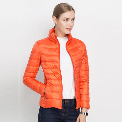 Leichte Damen-Daunenjacke mit Stehkragen für Frühling und Übergangszeit