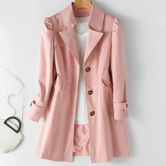 Damen Trenchjacke mit Reverskragen und Knopfleiste