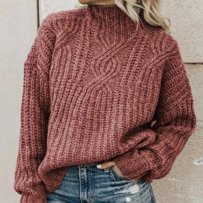 Damen Grobstrickpullover Rollkragen Winter