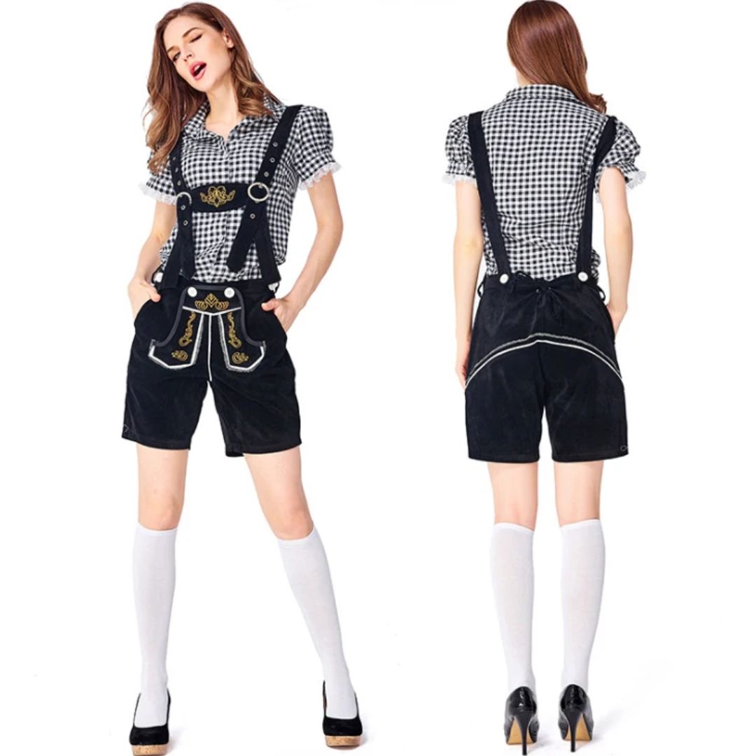 Freches Trachtenkostüm im Lederhosen-Stil für Damen – ideal fürs Oktoberfest
