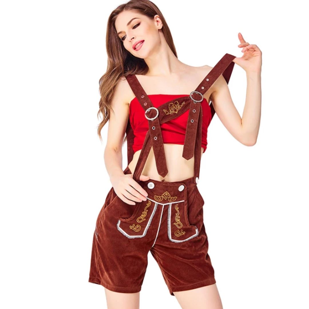Freches Trachtenkostüm im Lederhosen-Stil für Damen – ideal fürs Oktoberfest