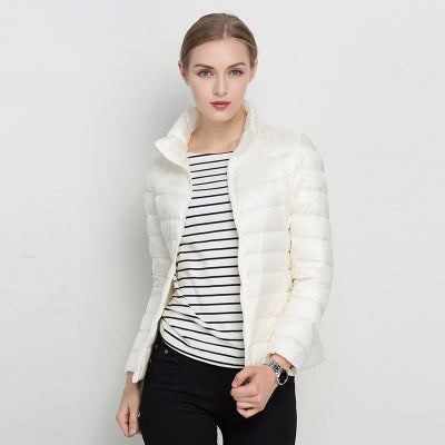 Leichte Damen-Daunenjacke mit Stehkragen für Frühling und Übergangszeit