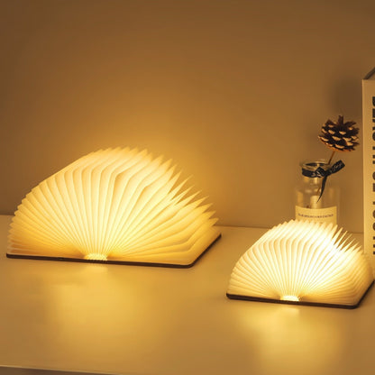 LED Buchlampe Holz Faltbar USB wiederaufladbar RGB Warmlicht