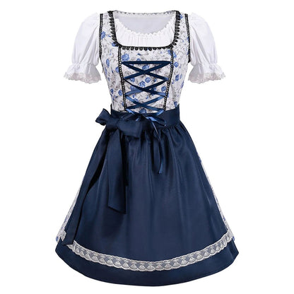 Elegantes Dirndlkleid mit Schürze im traditionellen Oktoberfest-Look