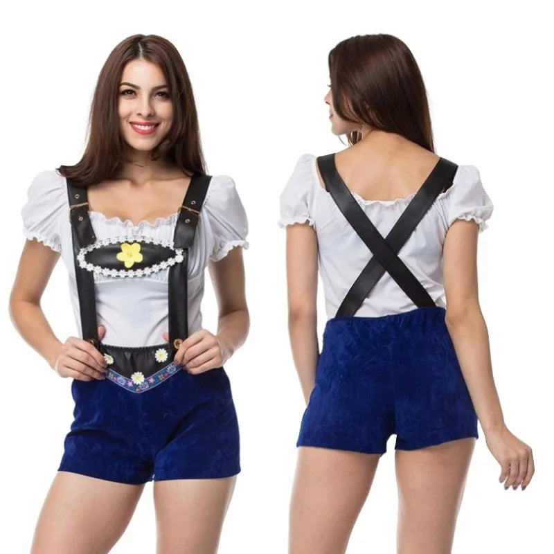 Verspieltes Damen-Trachtenkostüm mit kurzer Hose – perfekt fürs Oktoberfest