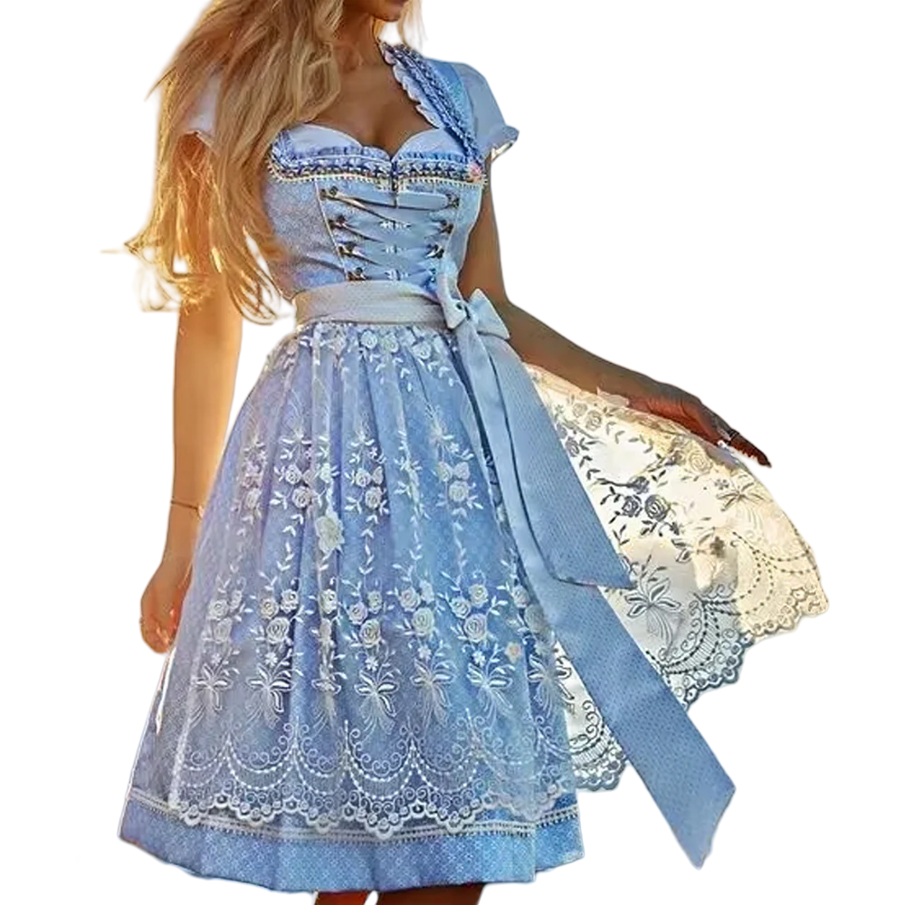 Elegantes Dirndl mit Stickereien im Oktoberfest-Stil