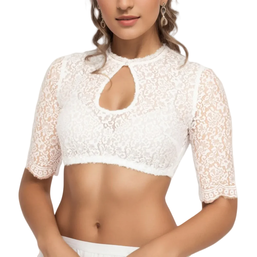 Spitzen-Dirndlbluse mit Wickelstil – perfekt fürs Oktoberfest