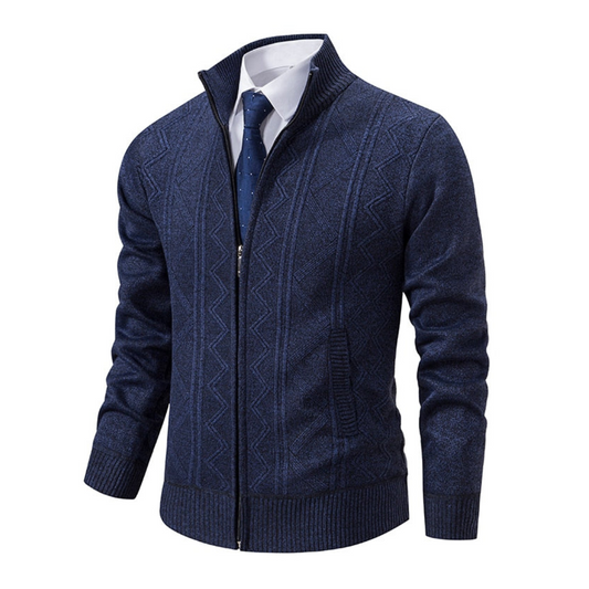 Herren Strickjacke mit Reißverschluss und Muster für Frühling