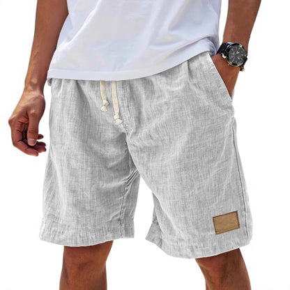 Herren Sommer-Shorts aus Baumwoll-Leinen mit elastischem Bund