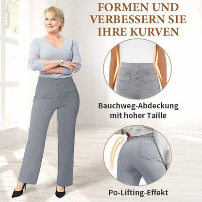 Damen Casual Hohe Taille Stretch-Hose