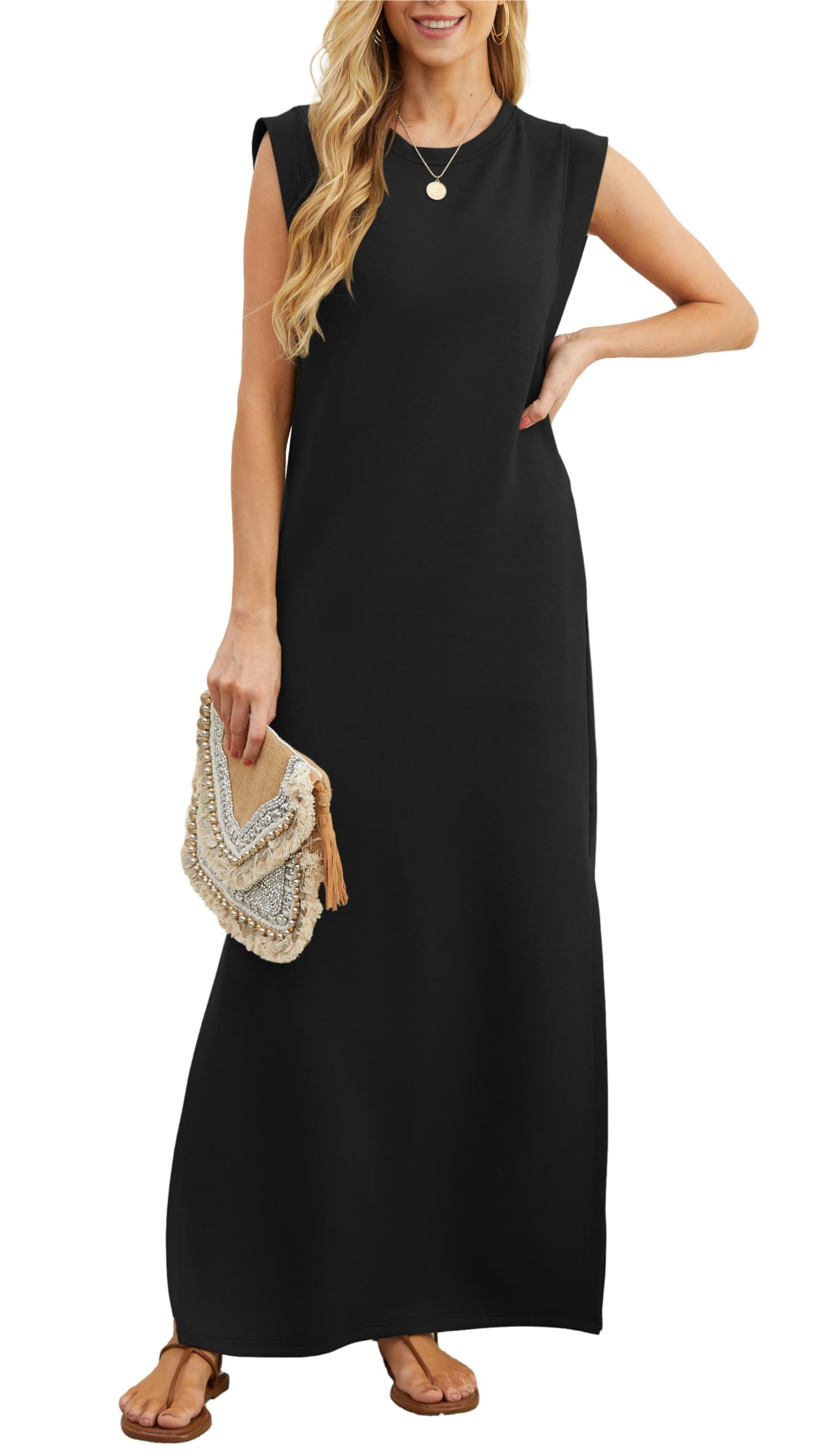 Ärmelloses Maxikleid mit Taschen für Sommerkomfort und Bewegungsfreiheit