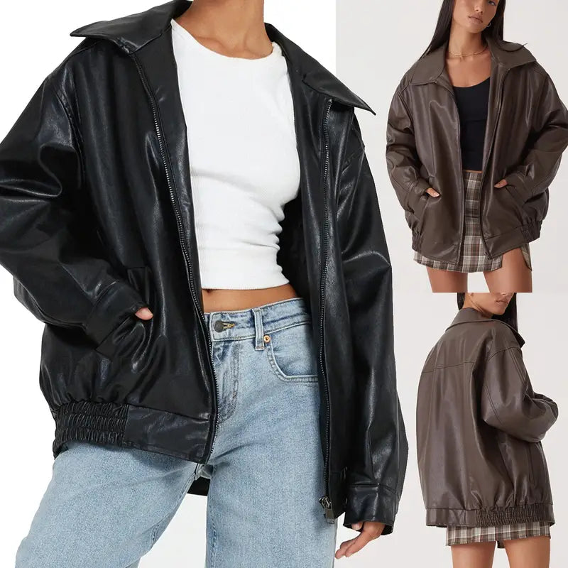 Lederjacke mit Reißverschluss