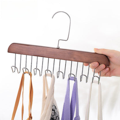 Solid Wood & Steel Multi-Hook Closet Hanger