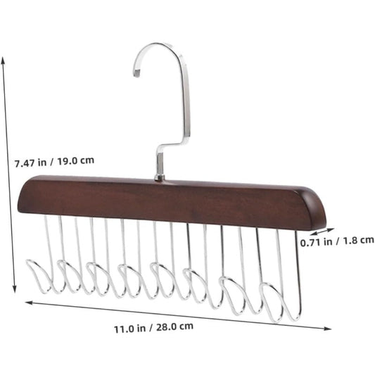 Solid Wood & Steel Multi-Hook Closet Hanger