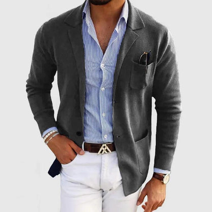 Herren Strickjacke mit Reverskragen und Taschen