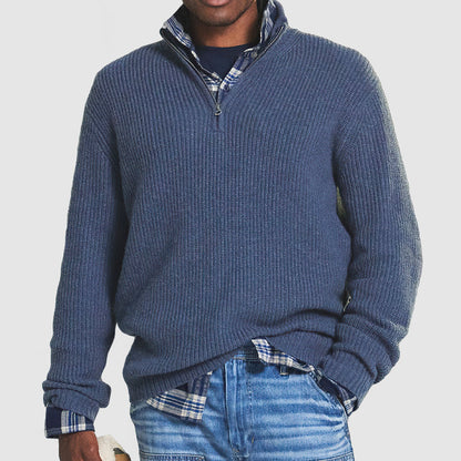 Herren Kaschmirpullover mit Reißverschluss warm weich bequem