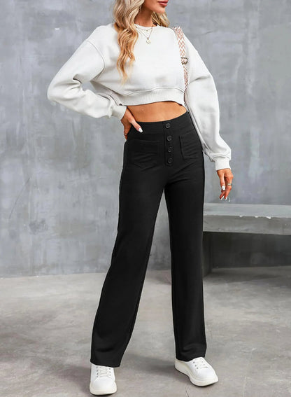 Damen Casual Hohe Taille Stretch-Hose