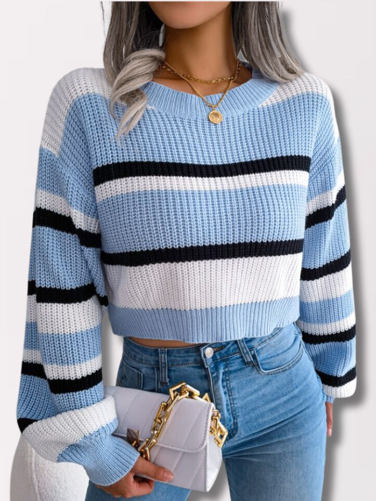 Cropped Pullover gestreift Damen
