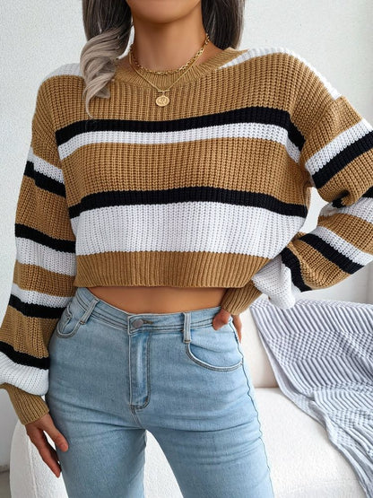 Cropped Pullover gestreift Damen