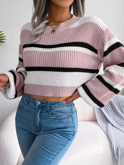 Cropped Pullover gestreift Damen