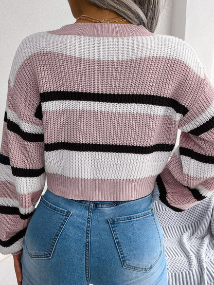 Cropped Pullover gestreift Damen