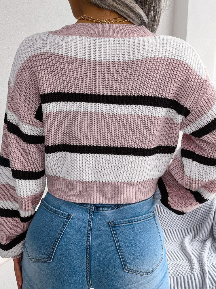 Cropped Pullover gestreift Damen