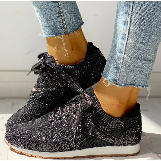 Funkelnde Damen-Sneaker mit Glitzereffekt für Freizeit und Alltag