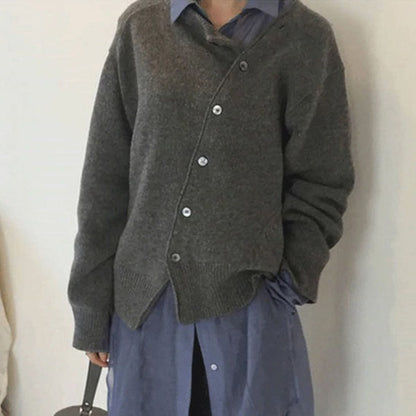 Damen Strickcardigan mit V-Ausschnitt und Knopfleiste