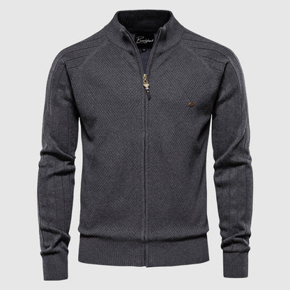 Herren Strickjacke mit Reißverschluss und Stehkragen für Frühling