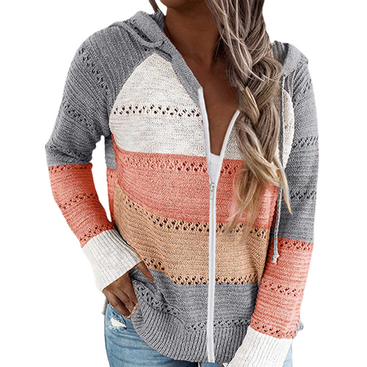 Damen Kapuzenstrickjacke